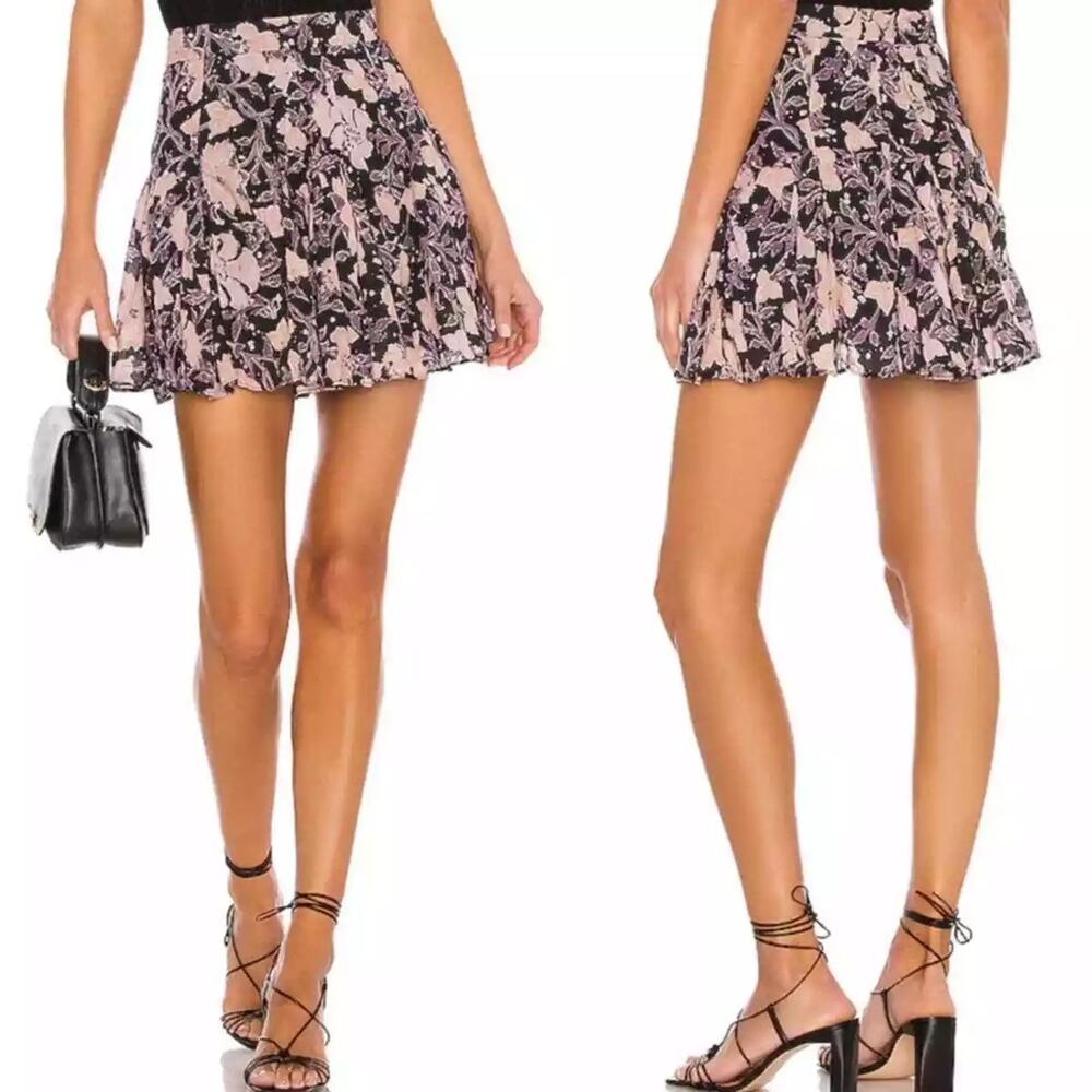 Free People Floral Mini Skirt End Of The Island Goden Black 2 Boho Y2K Cottage